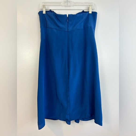 NNWT BCBGMaxAzria Ink Blue Strapless Silk Mini Dress with Ruffles/Bow Size 12 - Picture 9 of 11